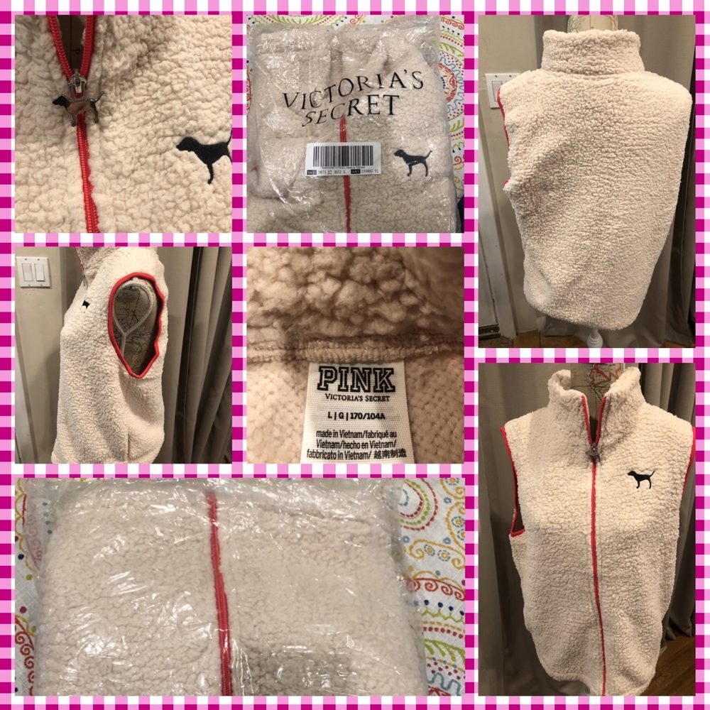 BNIP Pink Victoria’s Secret Sherpa Full Zip Vest